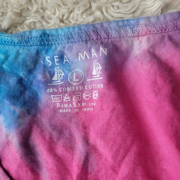 Aruba Mens Tie Dye Turtle Sleeveless Tank Top Large - Picture 4 of 4